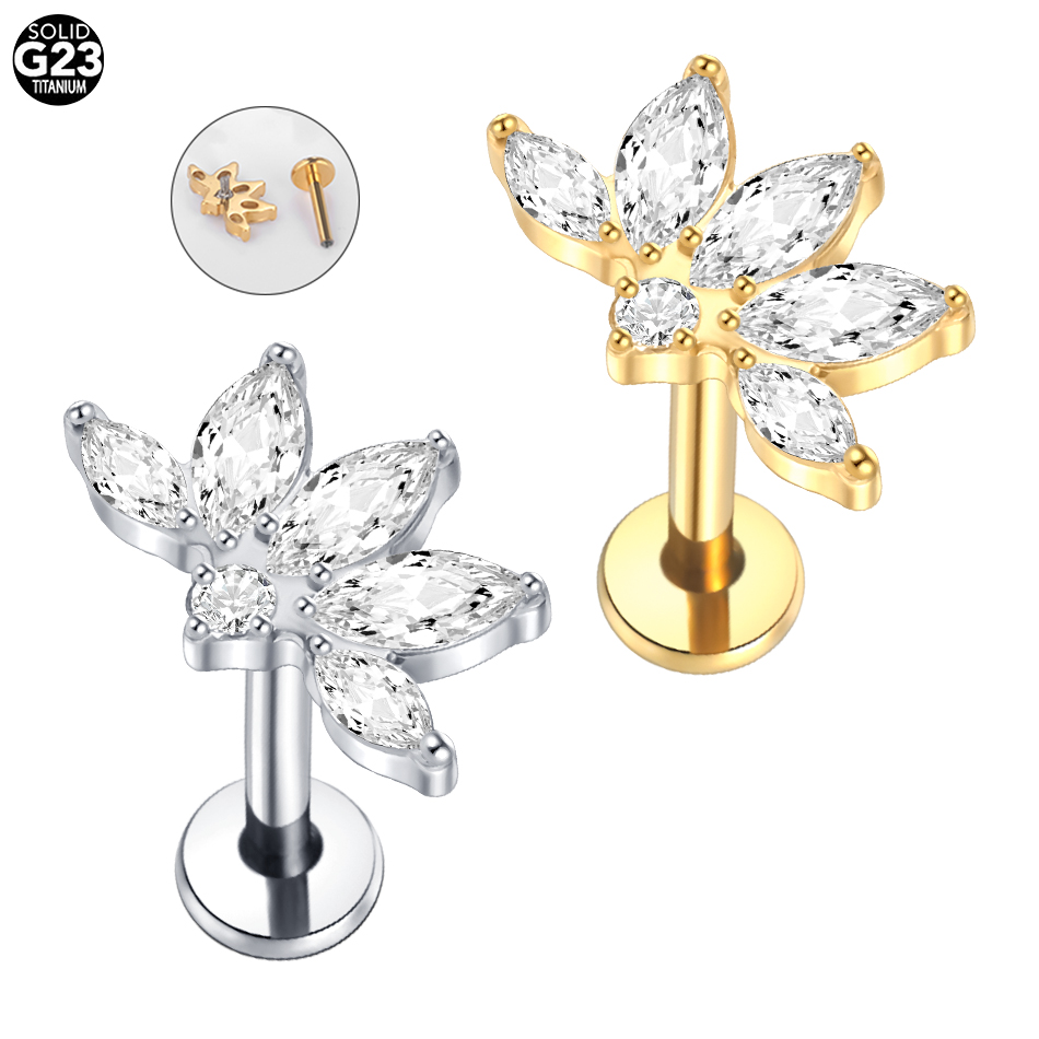 Body Jewelry Labret - Pendiente de titanio con forma de