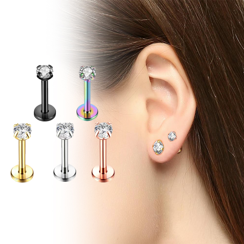 Body Jewelry Labret - Pendientes de titanio de 16G con