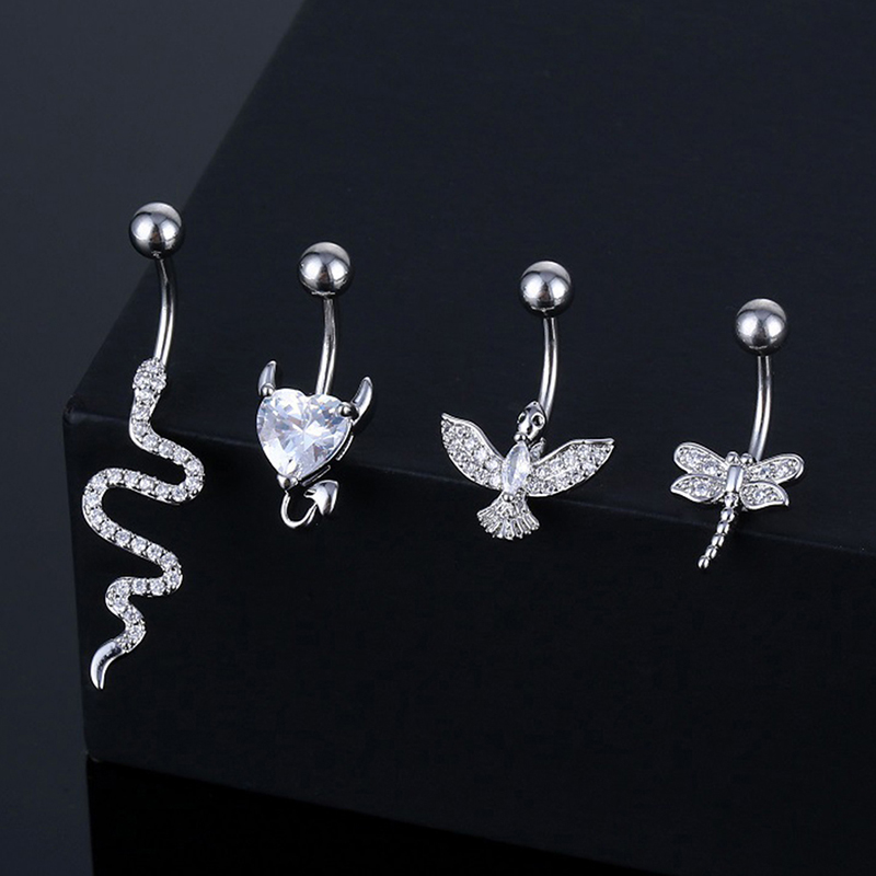 Body Jewelry Hoops - Anillo de cristal para ombligo con