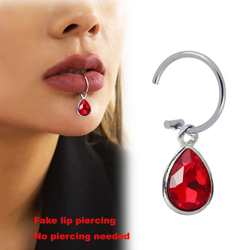 Body Jewelry Labret - Piercing falso de acero inoxidable, Clip