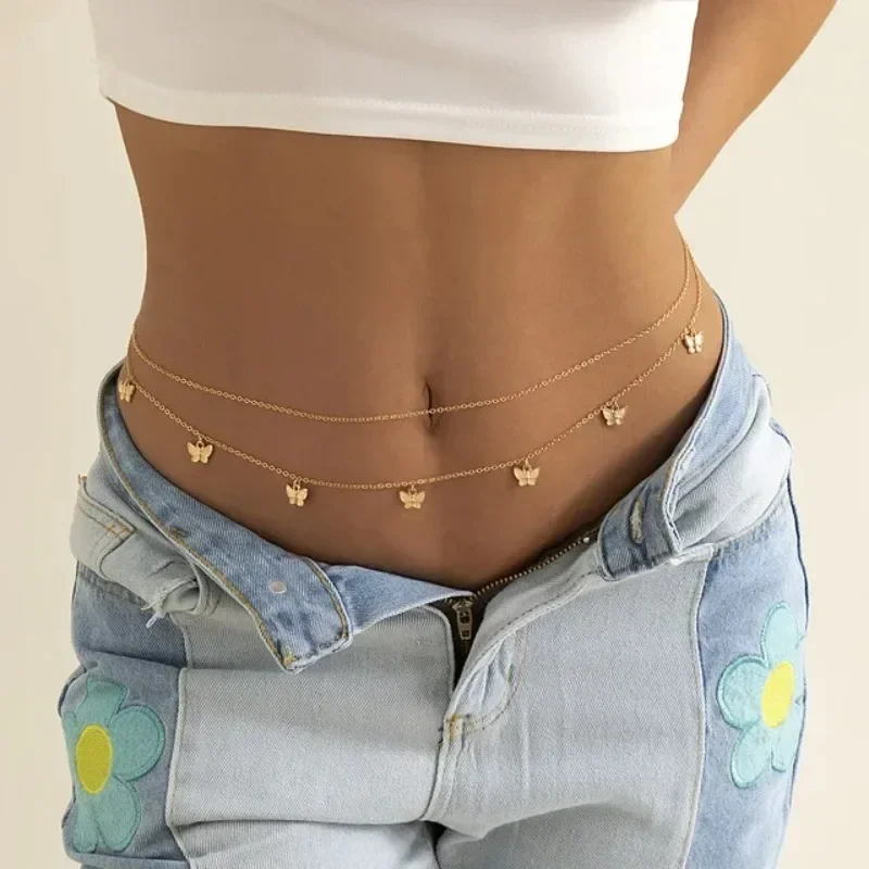 Body Jewelry For You - Abalorio nuevo, cadena de mariposa de