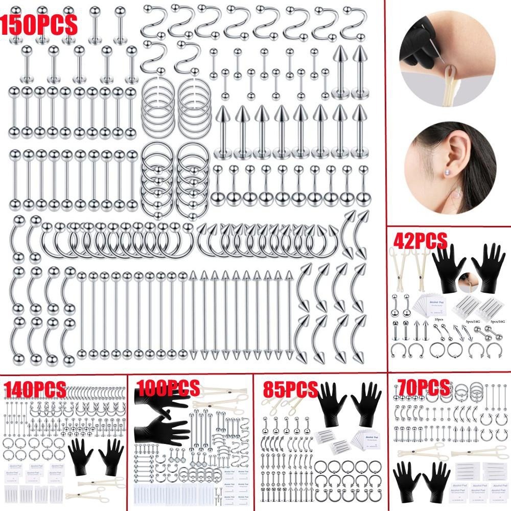 Body Jewelry Hoops - Kit de 150/140/85/70/42 Piezas para Piercing