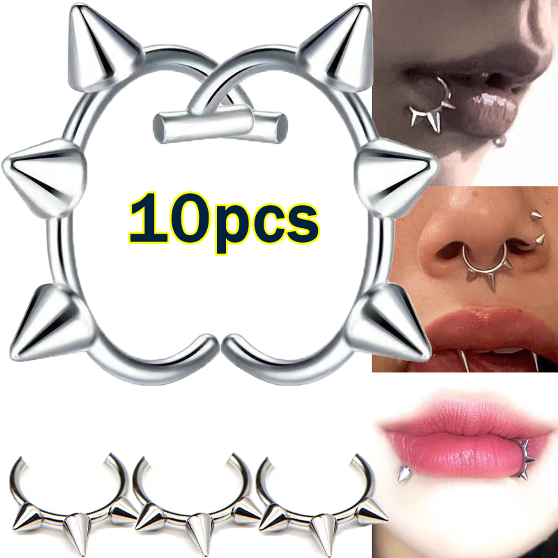 Body Jewelry Labret - Anillo de nariz Punk de doble