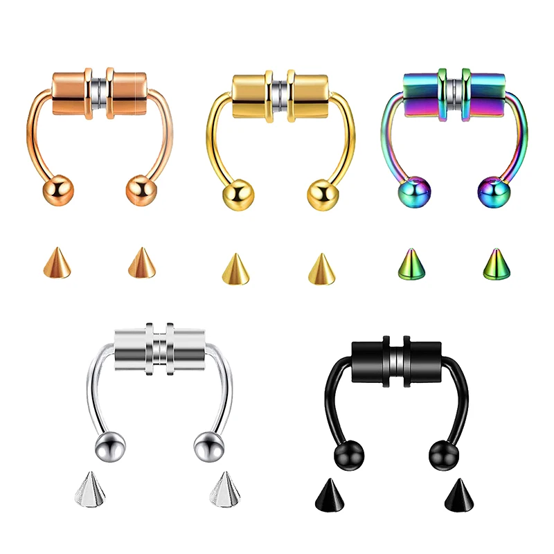 Body Jewelry Hoops - Piercing falso para la nariz, aro