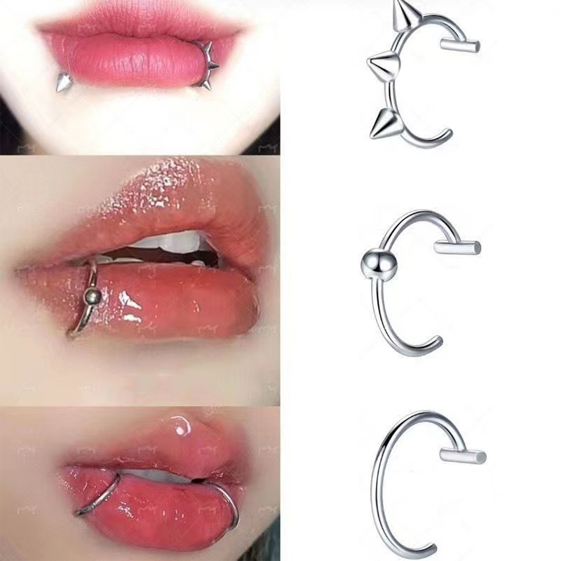Body Jewelry Labret - Anillo de nariz falso de acero