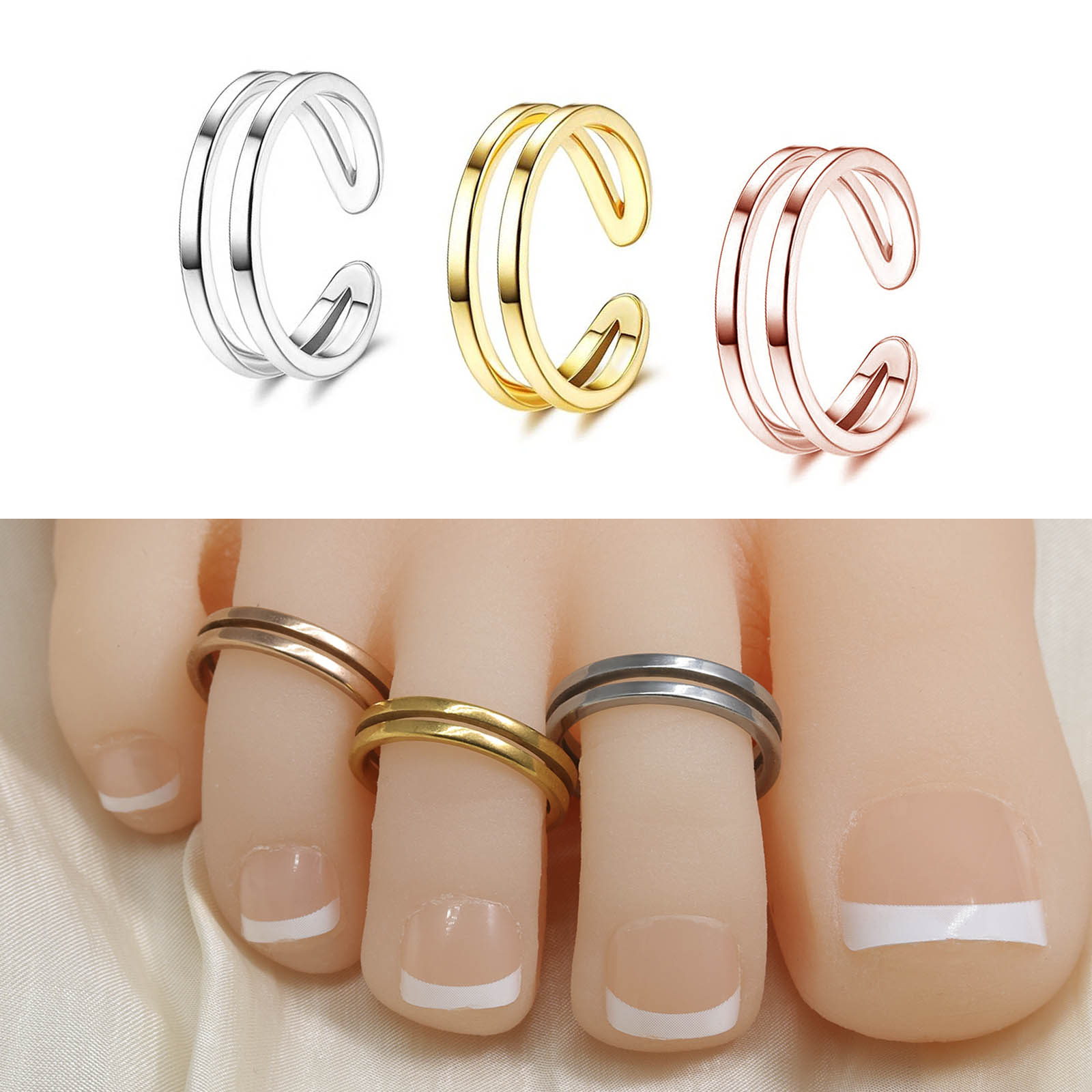 Body Jewelry Hoops - Anillo de Dedo Ajustable de Doble