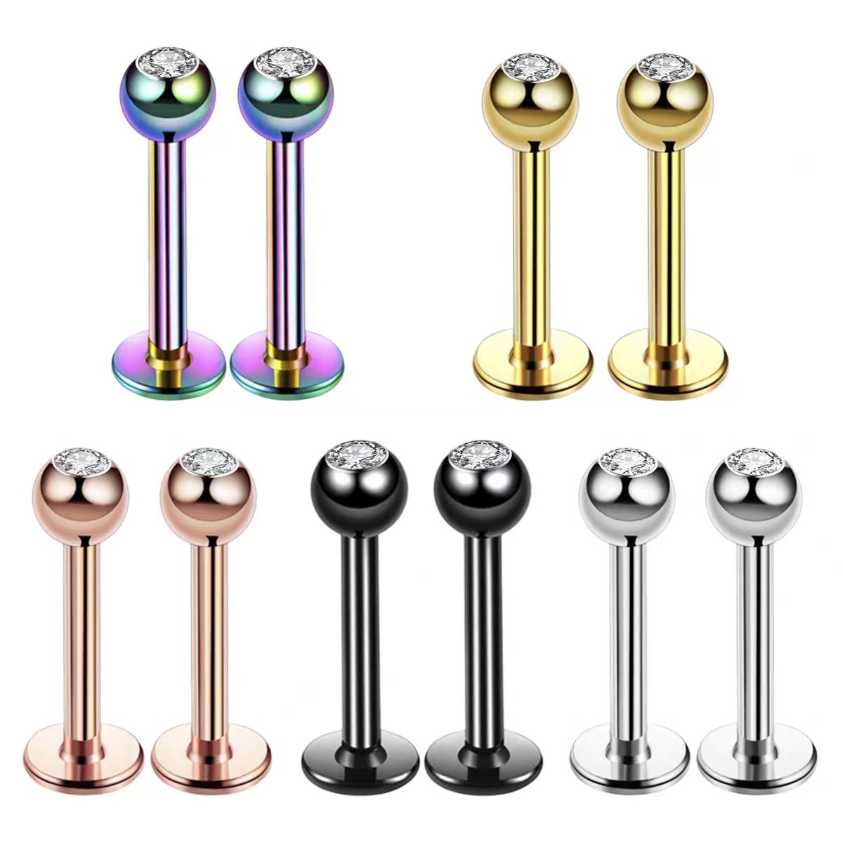 Body Jewelry Labret - Pendiente de acero quirúrgico 16G con