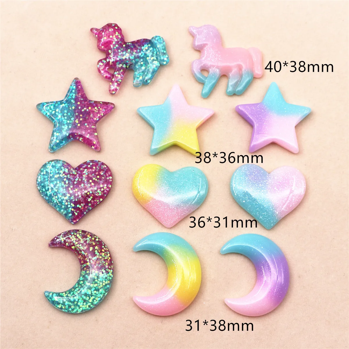 Star Flat Back - 10 Piezas de Adornos de Resina