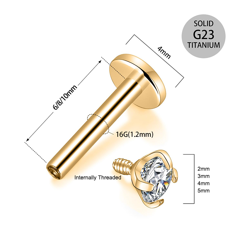 Pendientes de titanio de 16G c - Body Jewelry Labret reseña y precio