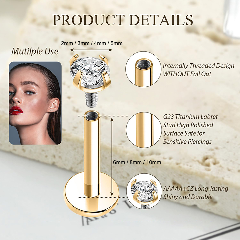 Pendientes de titanio de 16G c - Body Jewelry Labret reseña y precio