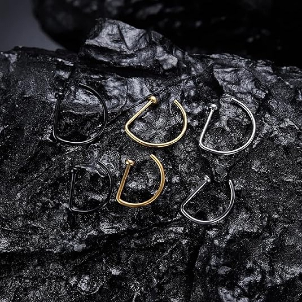 Paquete de 4 anillos de nariz  - Body Jewelry Hoops reseña y precio