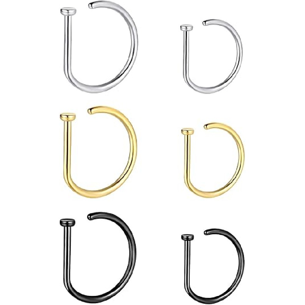 Paquete de 4 anillos de nariz  - Body Jewelry Hoops reseña y precio