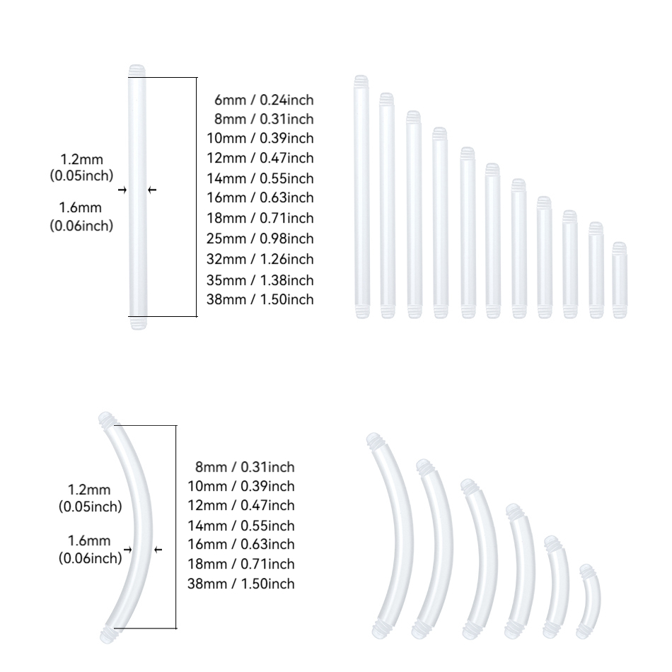 50pcs / lote 14G piezas rectas - Nipple Bar Curved reseña y precio